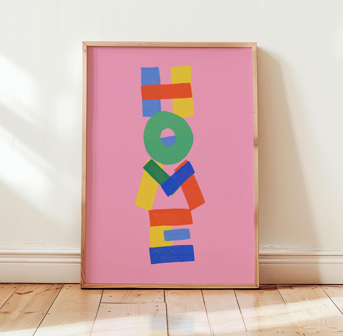 Home Colorful Paper Cut Typography Poster Pink Background Decor