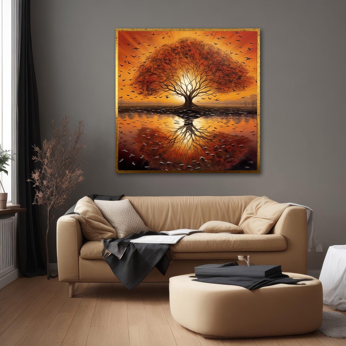 Tree And Birds Abstract Tree Painting - Image 4
