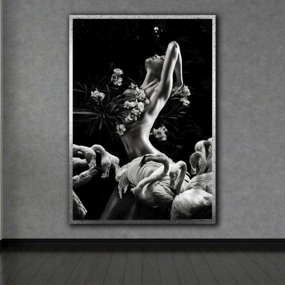 Black And White Nude And Wards Wall Art Sexy Naked Woman Poster Bedroom Wall Decor Roll On Stretched Or Framed Options