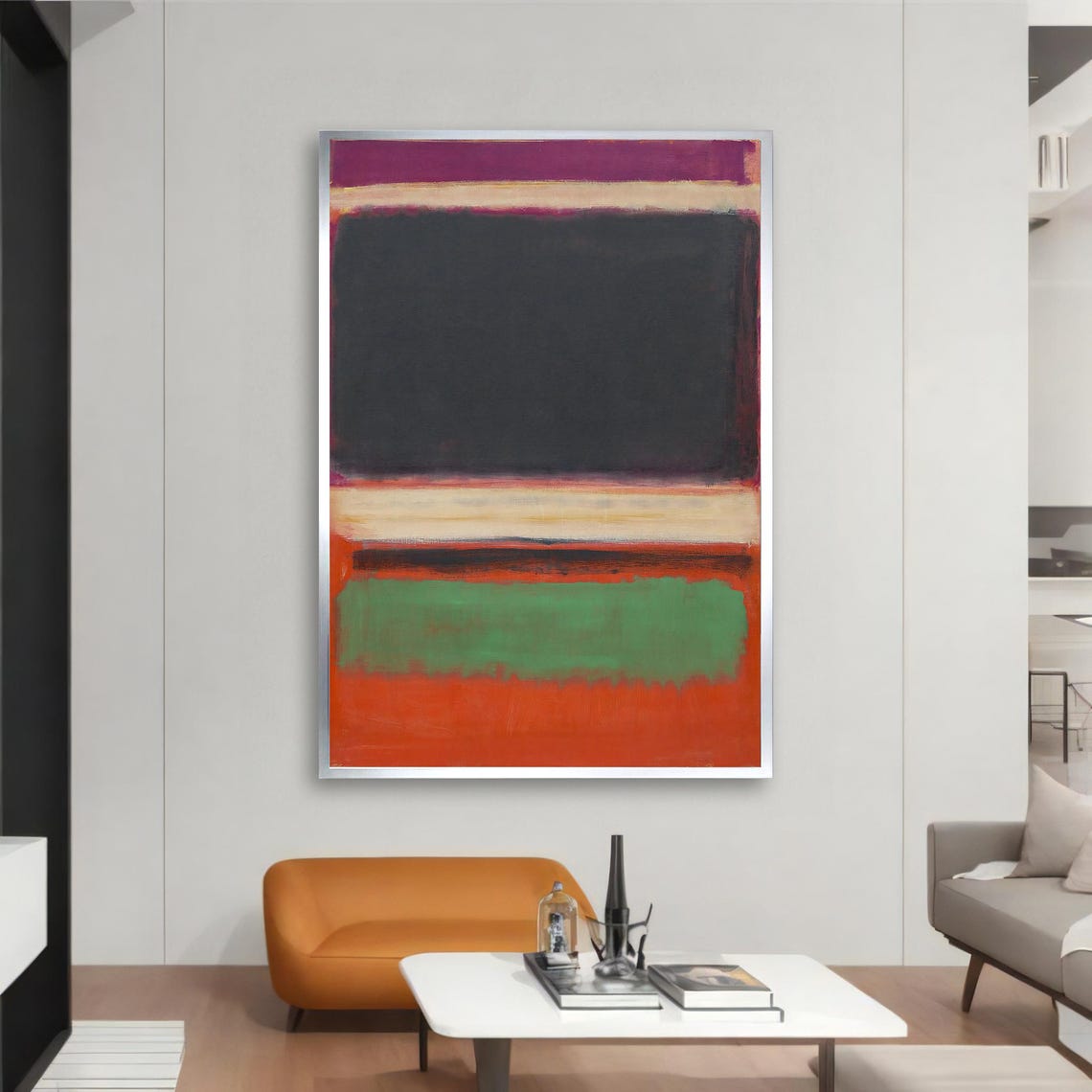 Rothko Style Black Green Red Modern Color Field Abstract Poster - Image 2