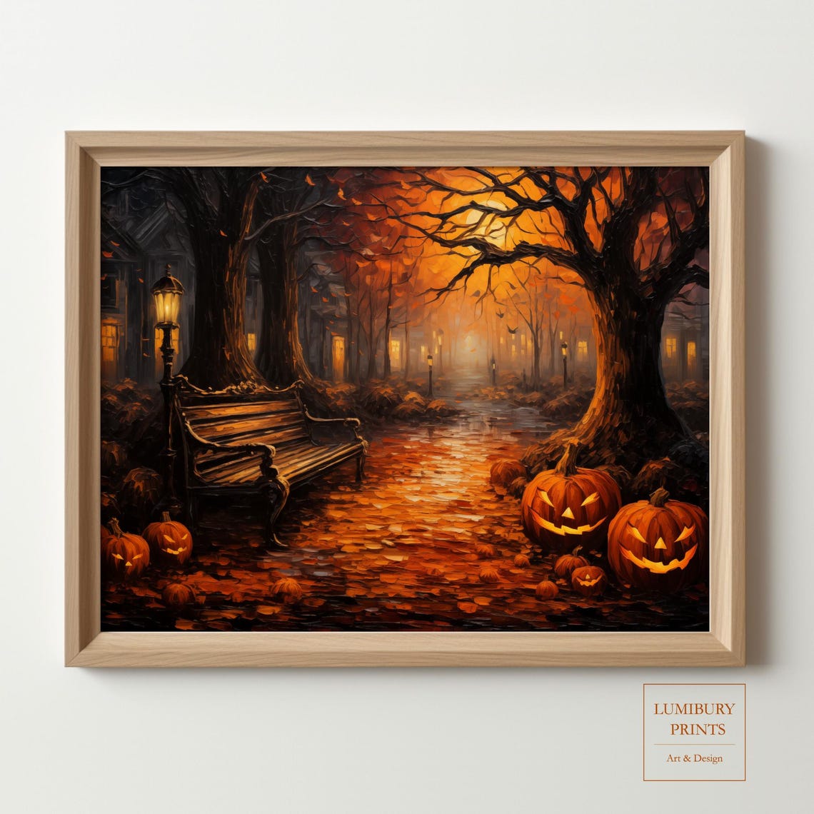 Vintage Halloween Print Pumpkin Wall Art Jack O Lantern Rustic Fall Decor Spooky Home Instant