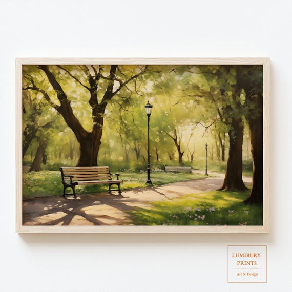 Vintage Landscape Wall Art Peaceful Nature Path Print Rustic Tree Lined Walkway Poster Spring Park Scene Decor Artwork