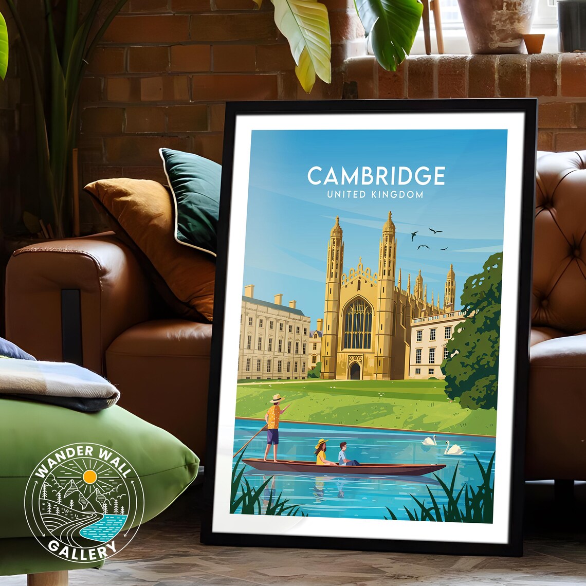 Cambridge United Kingdom Kings College Chapel Punting River Poster - Image 6