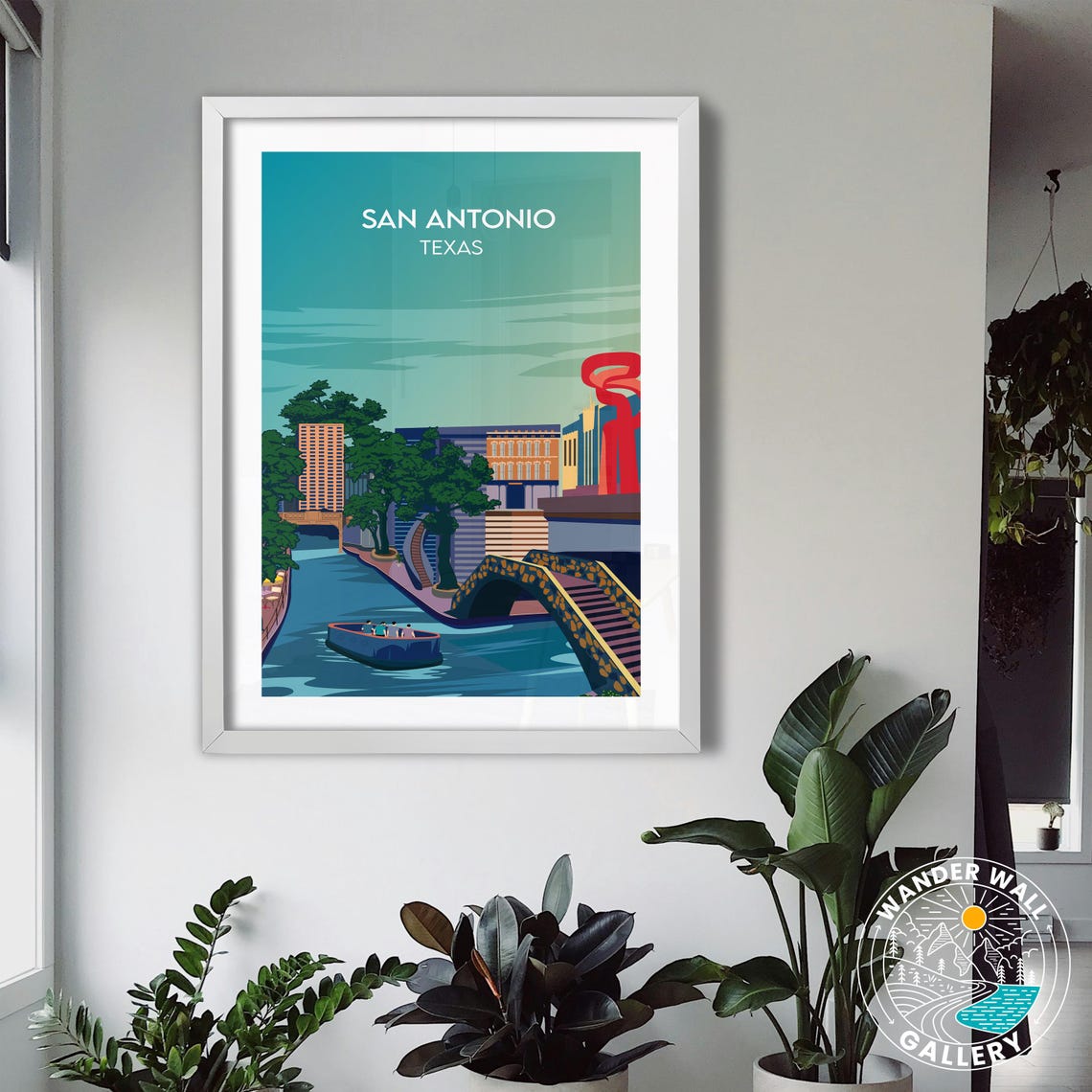 San Antonio Texas Vibrant Riverwalk Canal Boat Travel Poster - Image 3