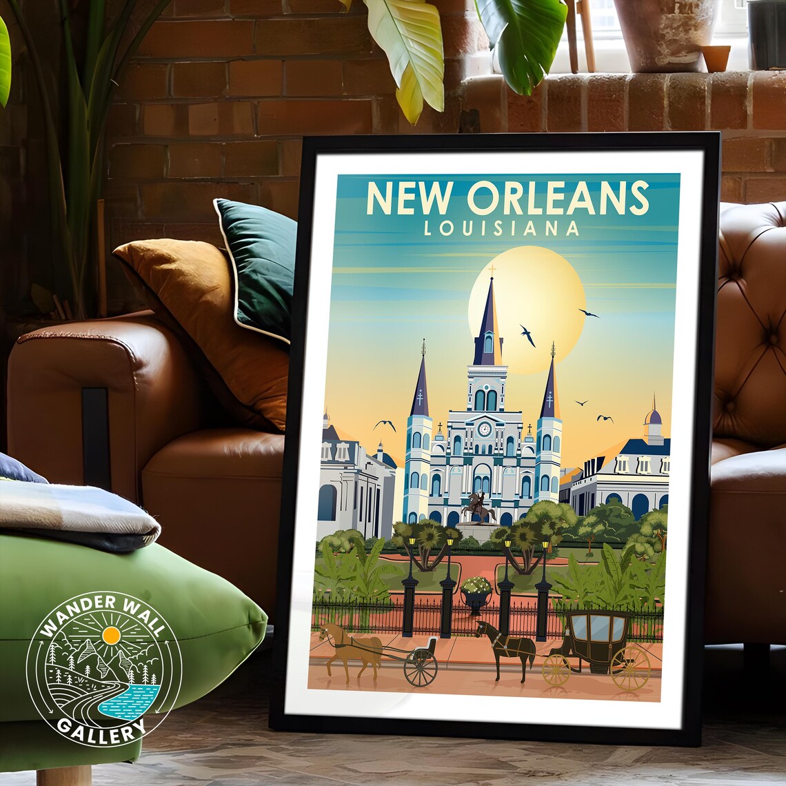 New Orleans Louisiana Cathedral Horse Carriage Sunset Travel Poster - Image 6