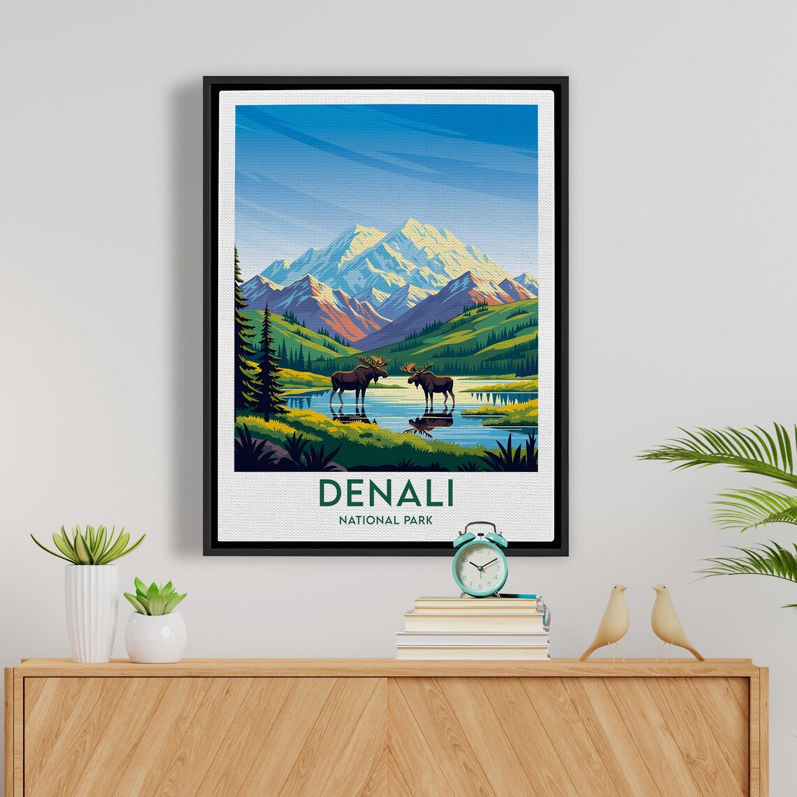 Denali National Park Moose at Mountain Lake Reflection Wildlife Poster - Image 5