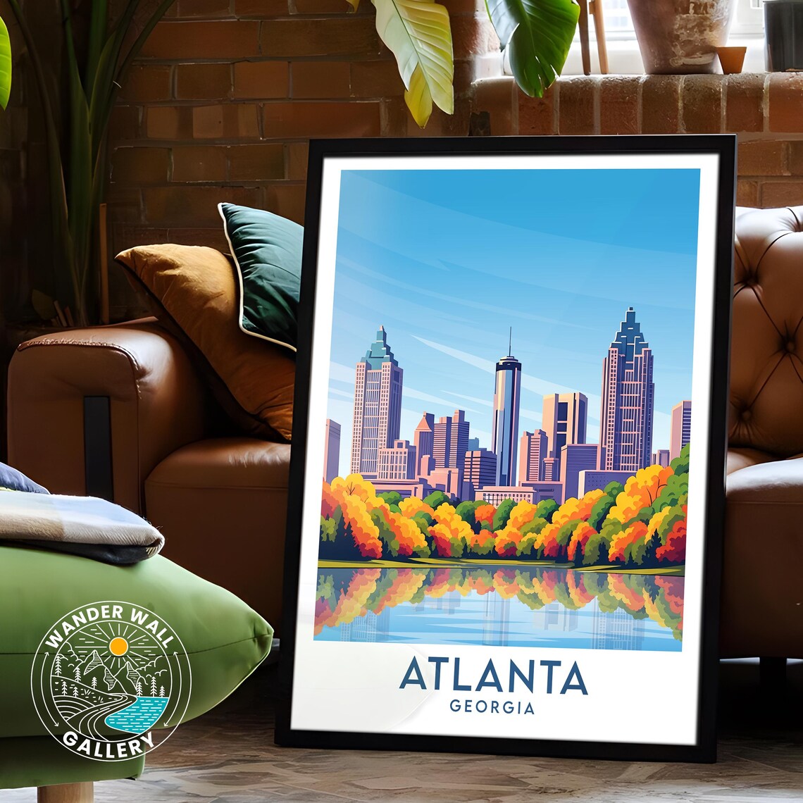 Atlanta Georgia Fall Foliage Skyline Waterfront Travel Poster - Image 6