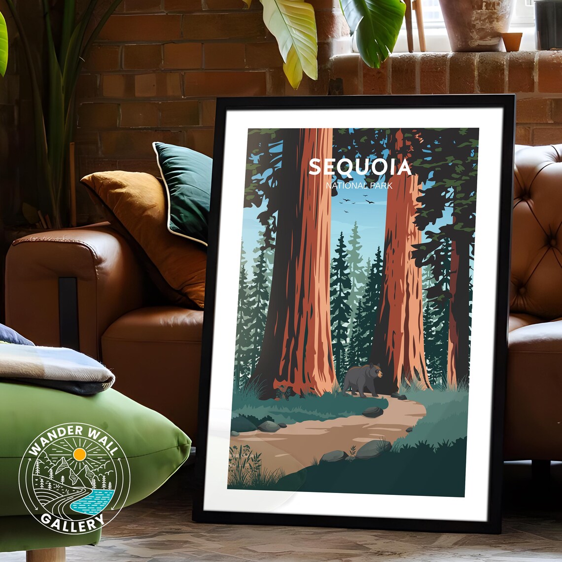 Sequoia National Park Giant Trees Black Bear Retro Nature Travel Poster - Image 6
