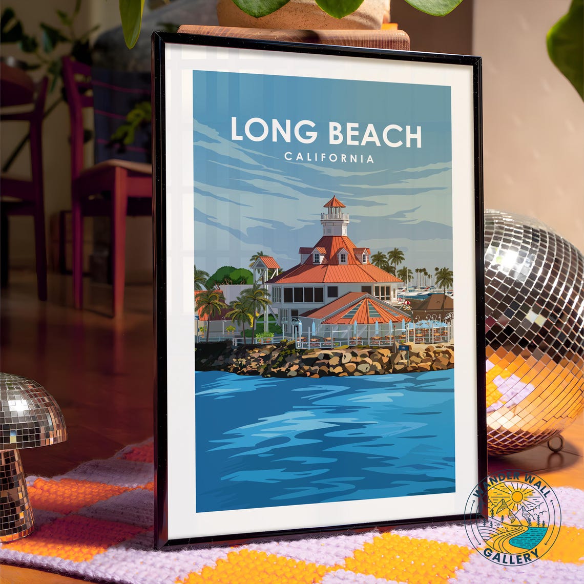 Long Beach California Waterfront Seaside Retro Travel Poster - Image 4
