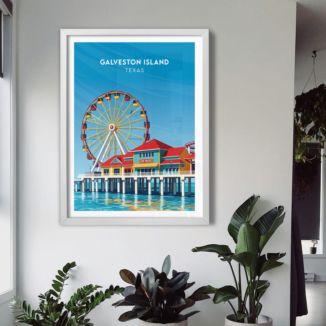 Galveston Island Texas Pier Amusement Park Ferris Wheel Poster - Image 3