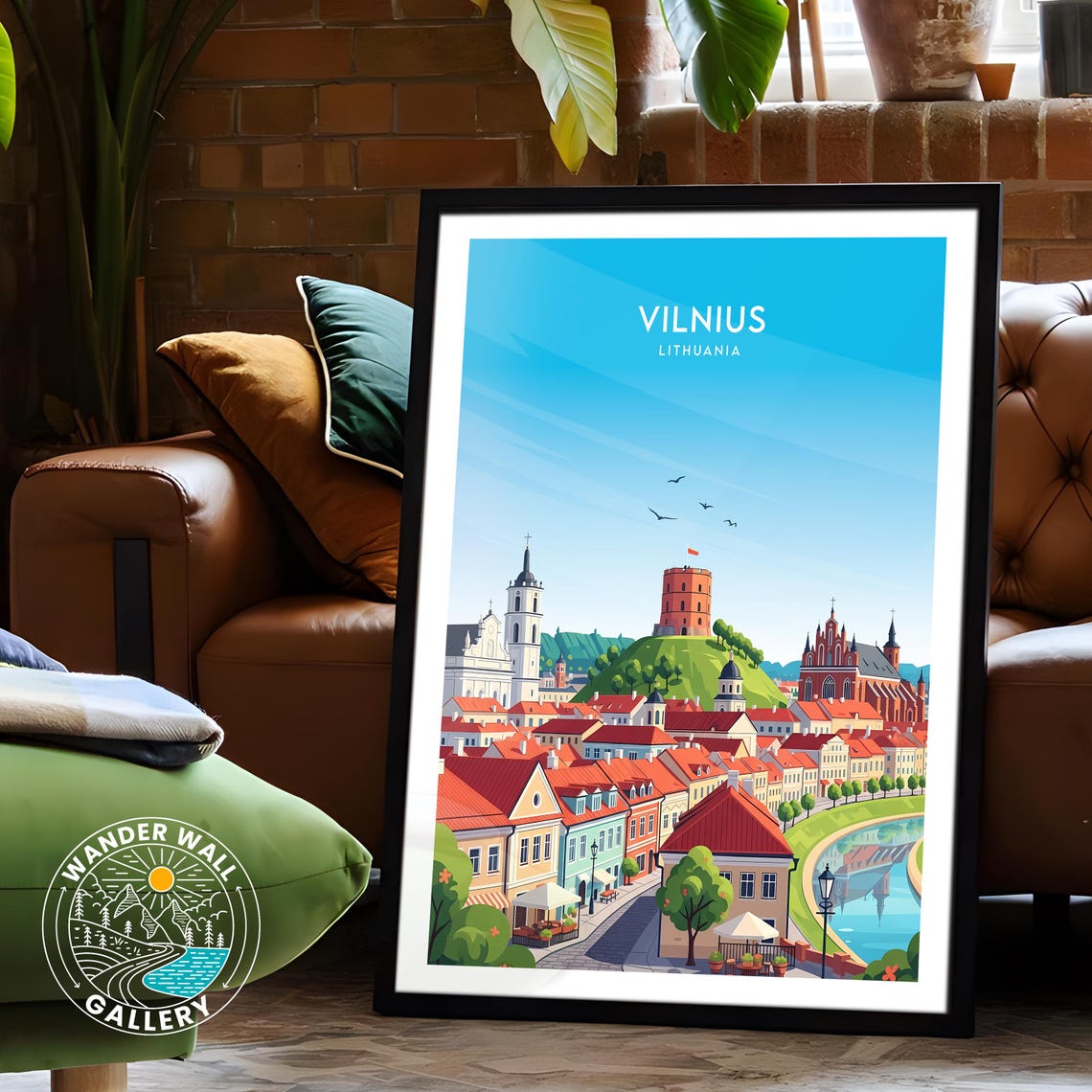 Vilnius Lithuania Old Town Skyline Gediminas Tower River View Poster - Image 6