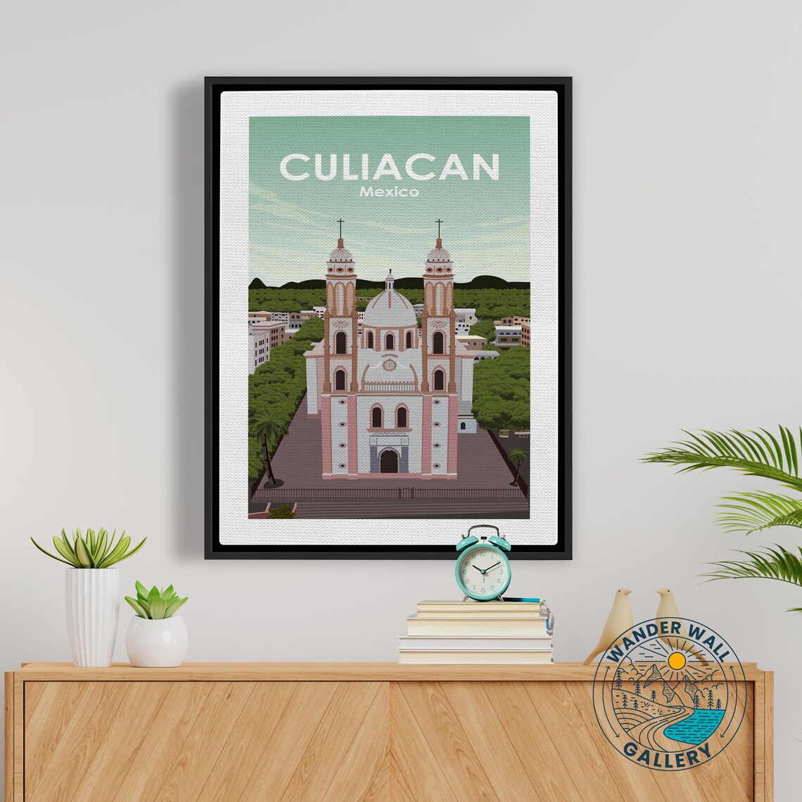 Culiacan Mexico Cathedral Pink Twin Towers City Skyline Poster - Image 5