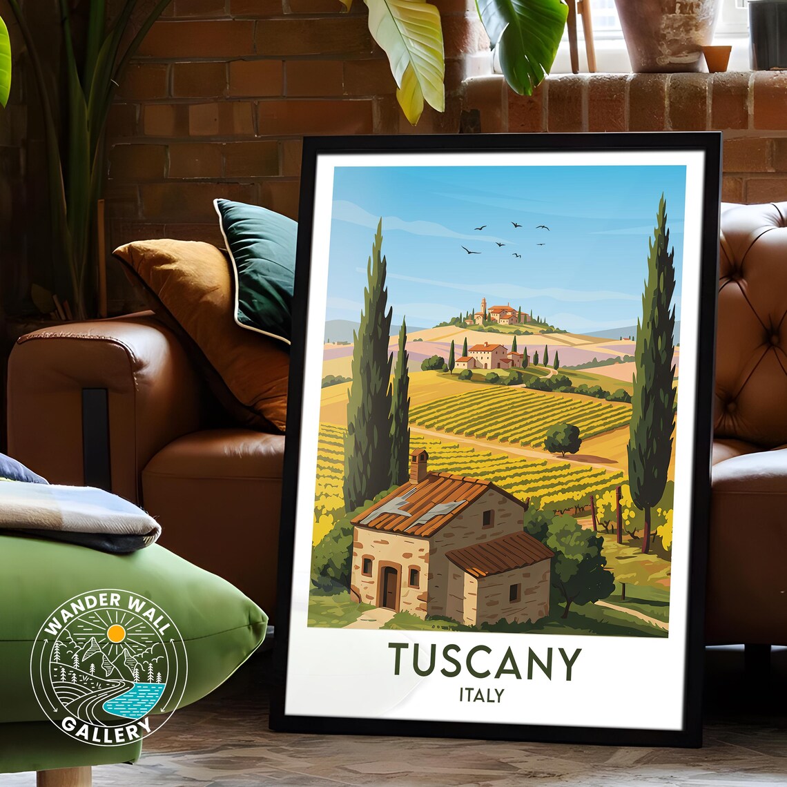 Tuscany Italy Cypress Trees Vineyard Villa Golden Fields Travel Poster - Image 6