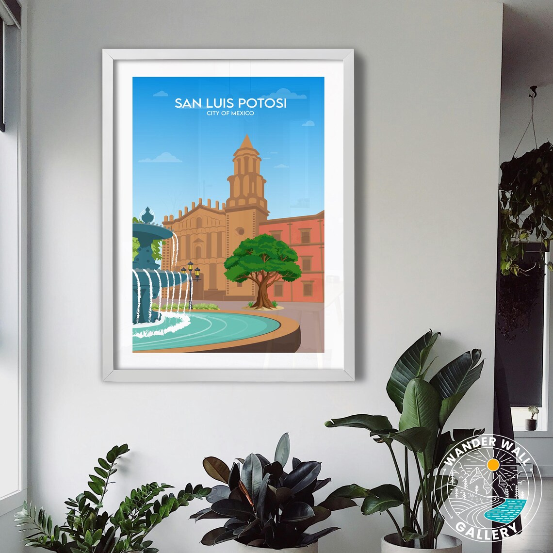 San Luis Potosi Mexico Fountain Plaza Colonial Church Poster - Image 3