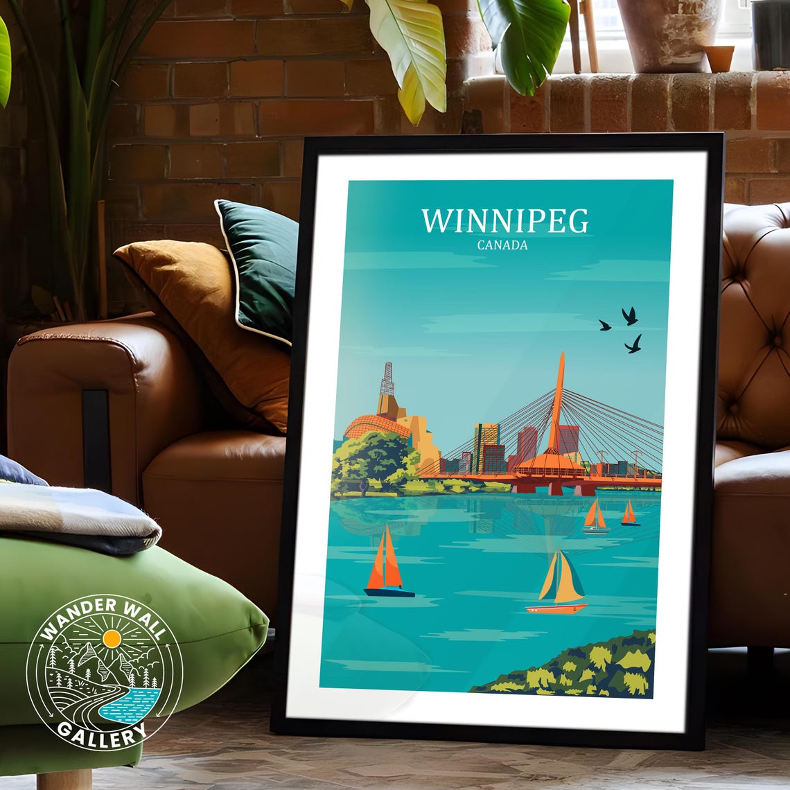 Winnipeg Canada Esplanade Riel Bridge Sailboats River View Poster - Image 6