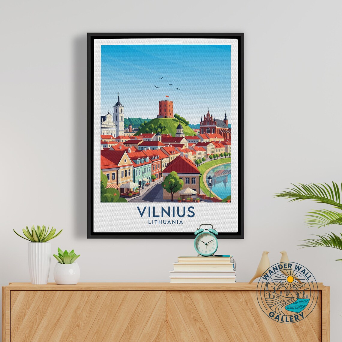 Vilnius Lithuania Old Town Red Roofs Hill Tower Travel Poster - Image 5