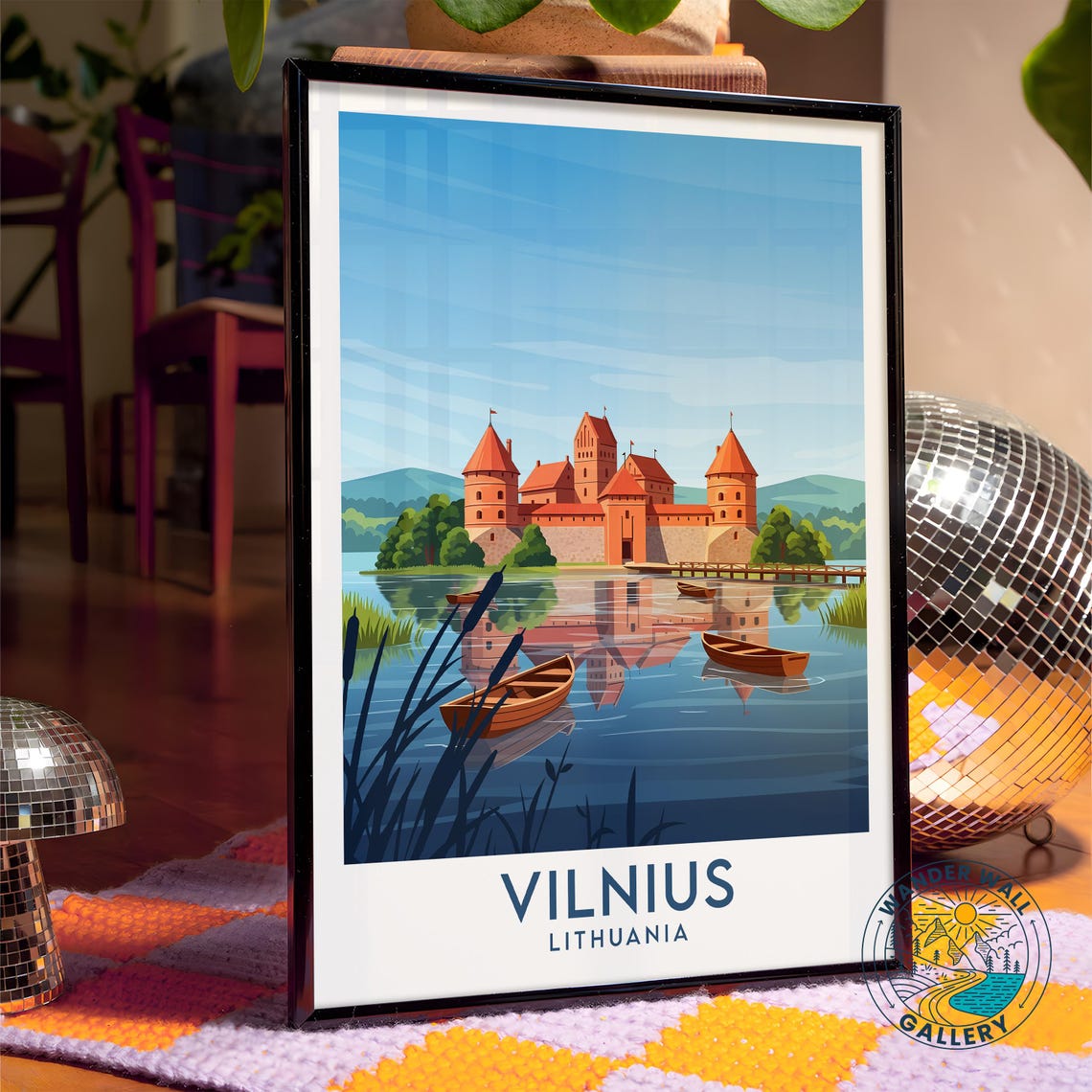 Vilnius Lithuania Island Castle Reflection Lake Travel Poster - Image 4