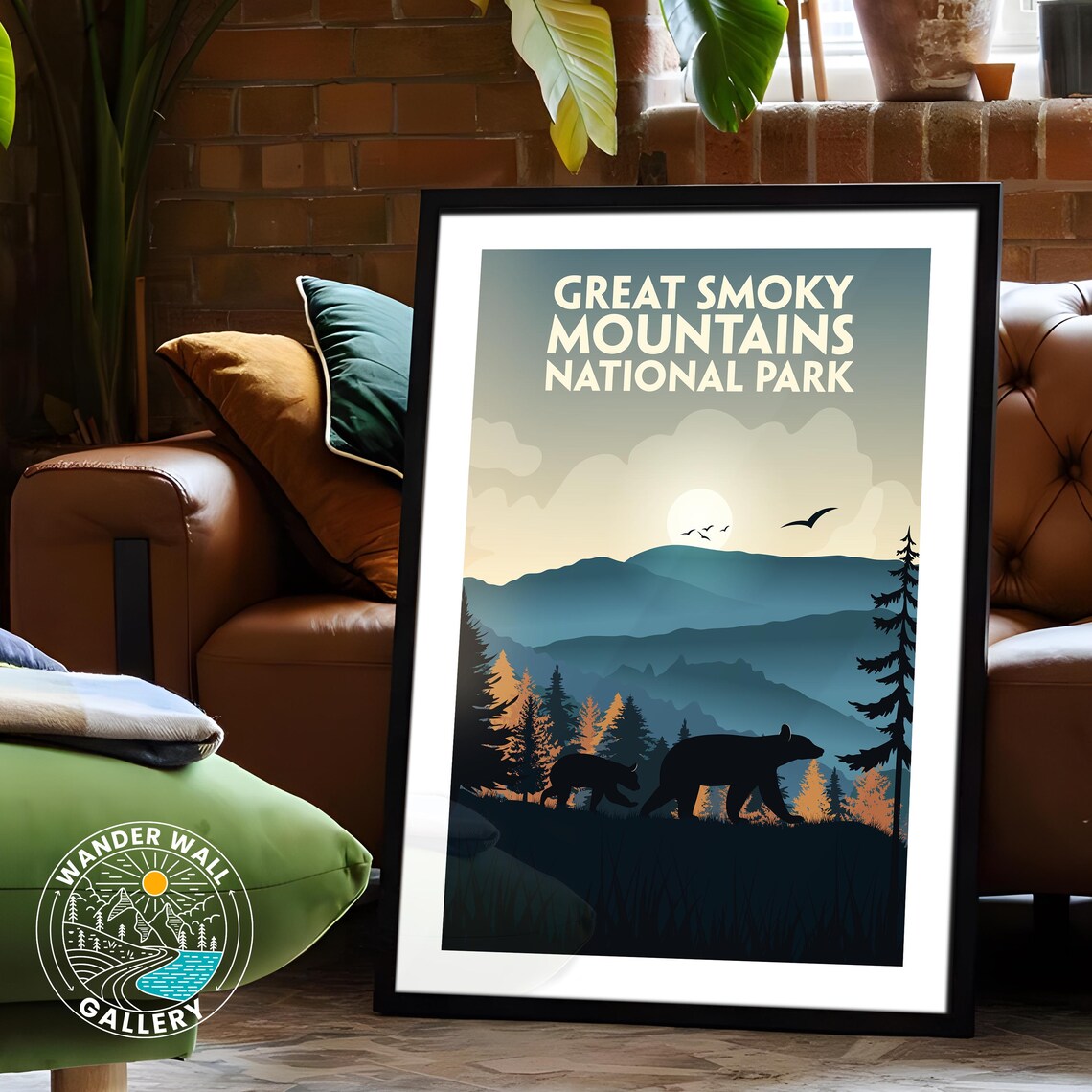 Great Smoky Mountains Black Bears Sunset Retro Travel Poster - Image 6
