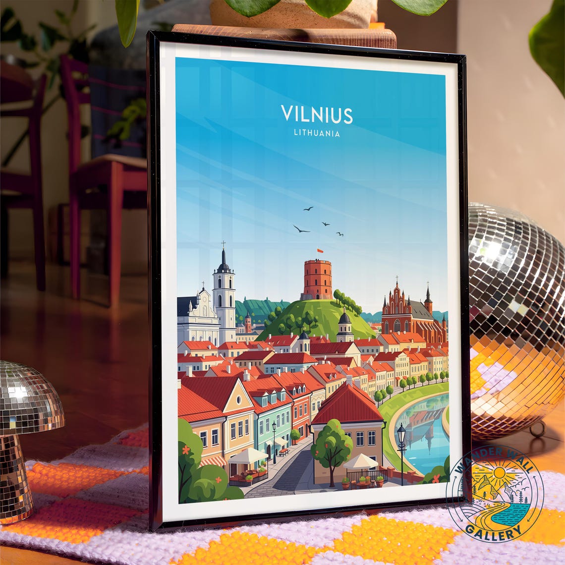 Vilnius Lithuania Old Town Skyline Gediminas Tower River View Poster - Image 4