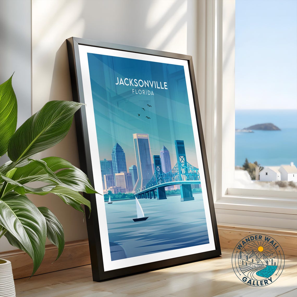 Jacksonville Florida Main Street Bridge Skyline Vintage Travel Poster - Image 2