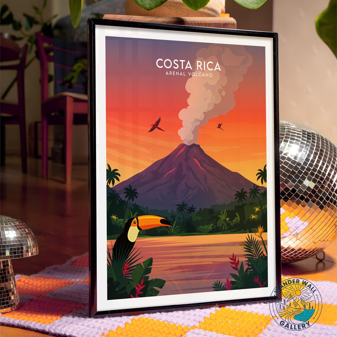 Costa Rica Arenal Volcano Smoking Peak Toucan Wild Sunset Poster - Image 4