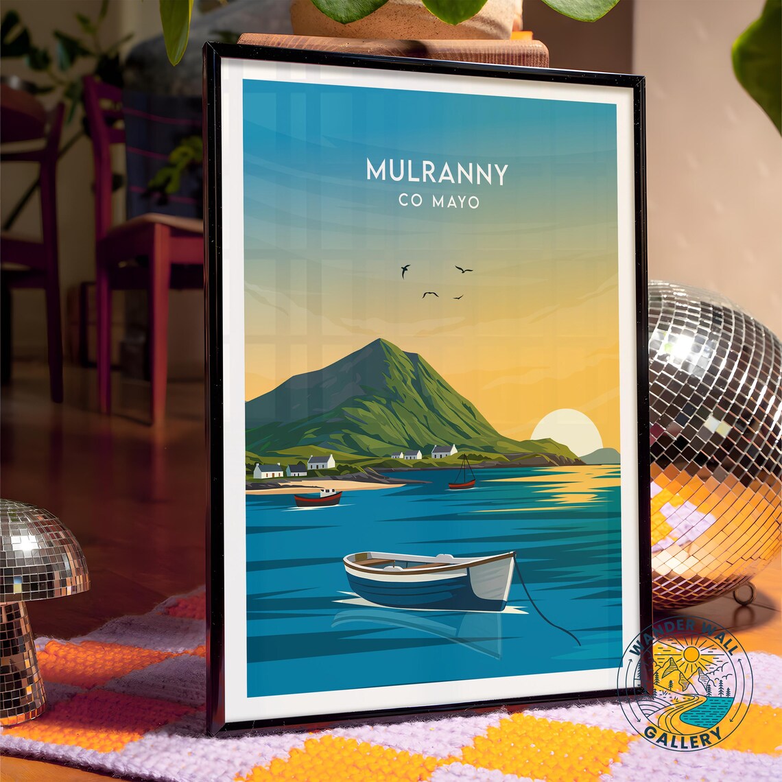 Mulranny County Mayo Ireland Coastal Mountain Sunset Boats Poster - Image 4