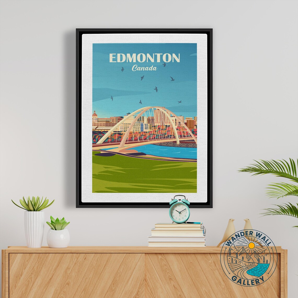 Edmonton Walterdale Bridge River Skyline Canada Retro Travel Poster - Image 5