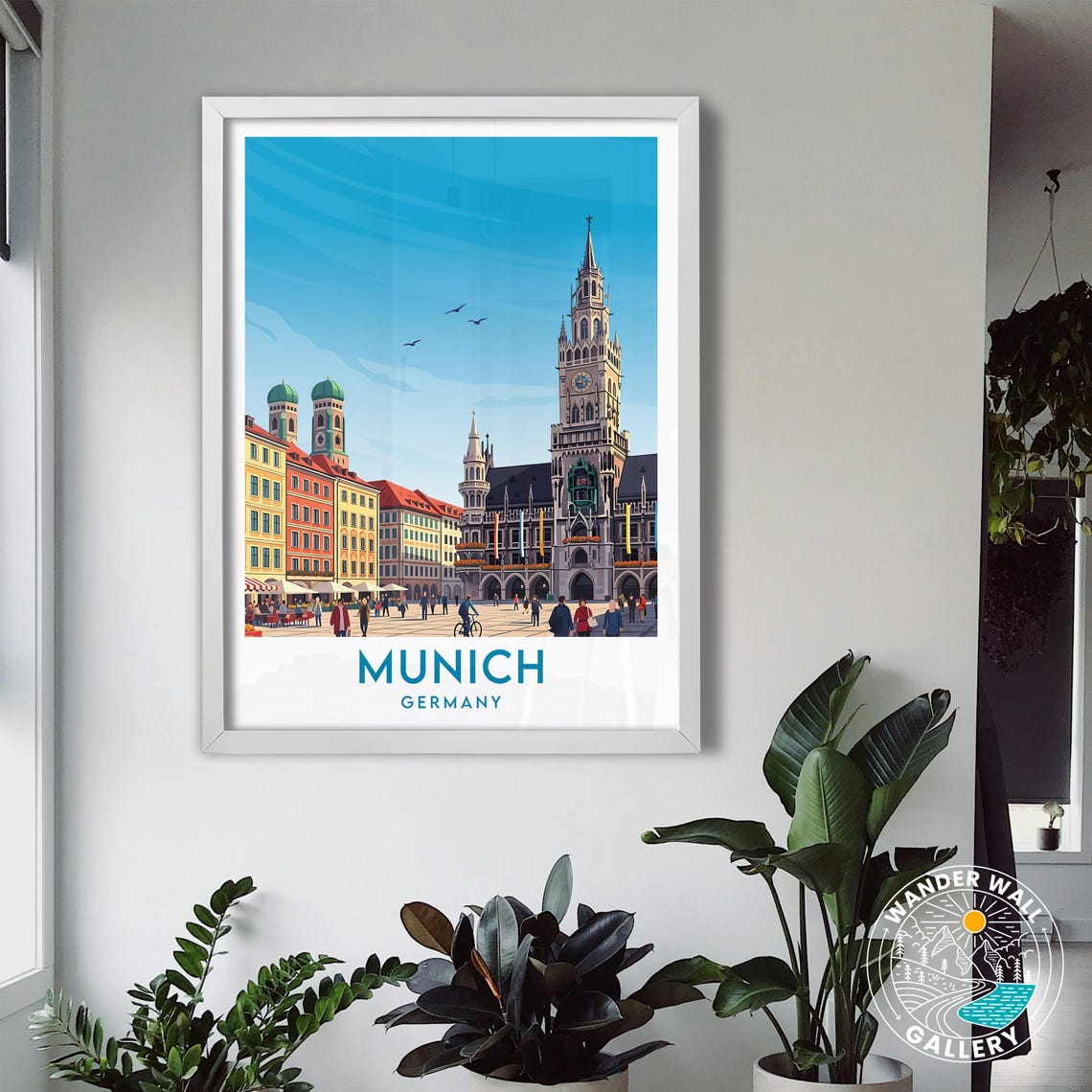Munich Germany Old Town Square Gothic Hall Retro Travel Poster - Image 3