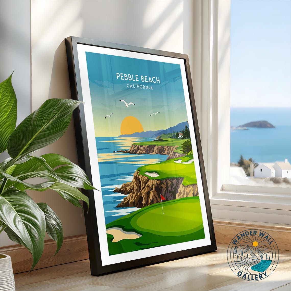 Pebble Beach California Golf Course Cliff Ocean Sunset Poster - Image 2