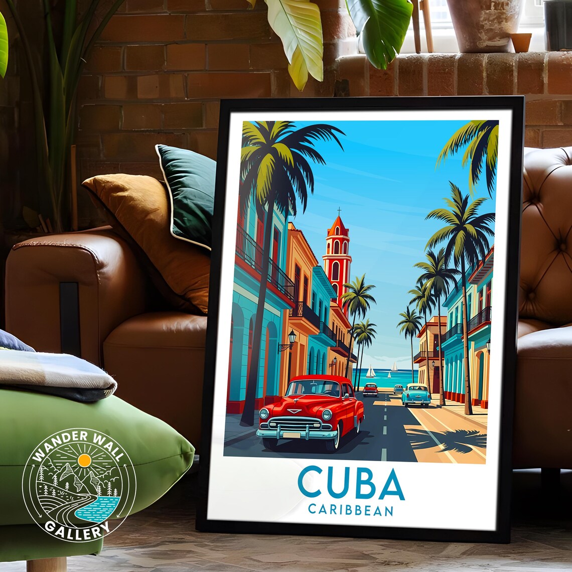 Cuba Caribbean Historic Colonial Street Classic Cars View Poster - Image 2
