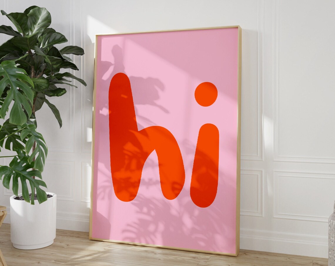 Hi Typography Wall Art, Modern Minimalist Poster