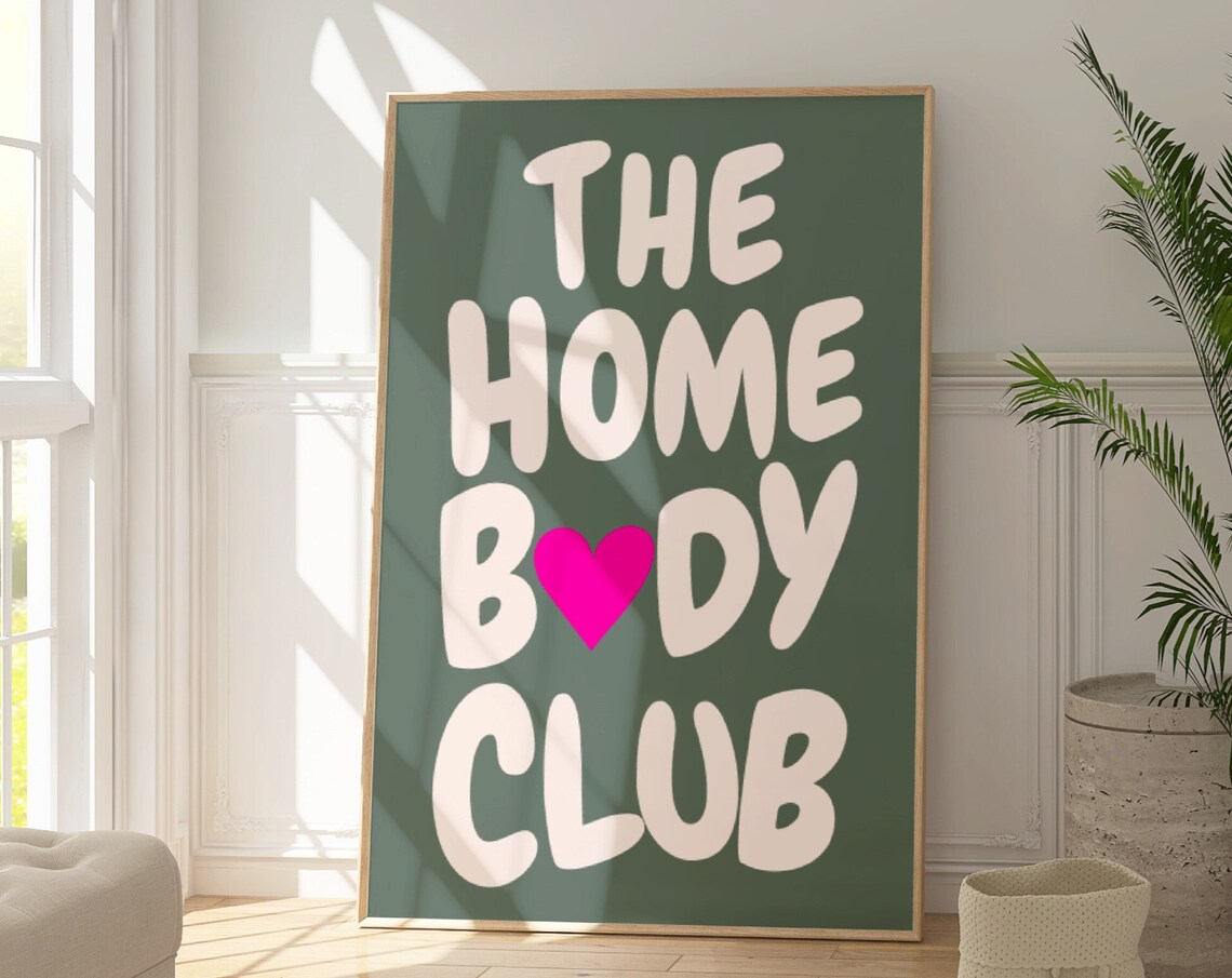 The Homebody Club Sage Green Retro Typography Quote Cream Art Print