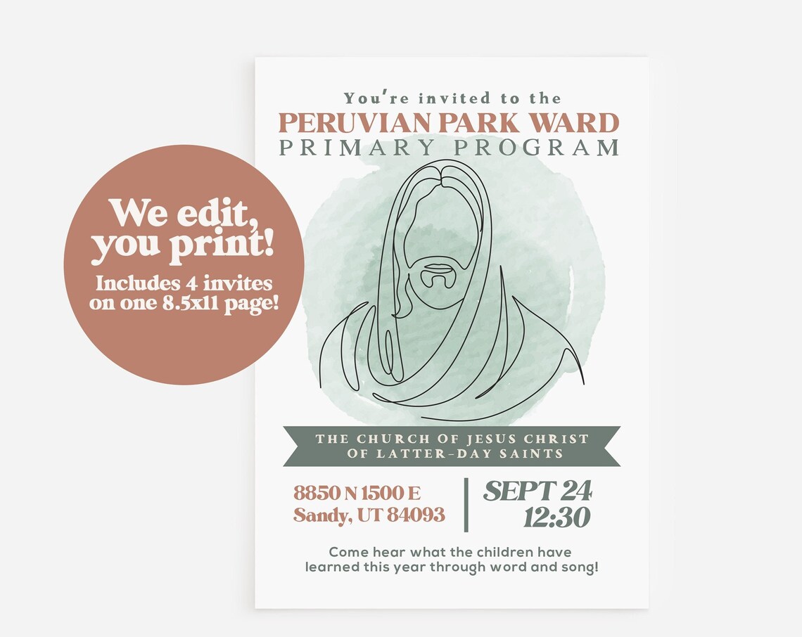 LDS Primary Program Invite 2023, Primary Presentation Print