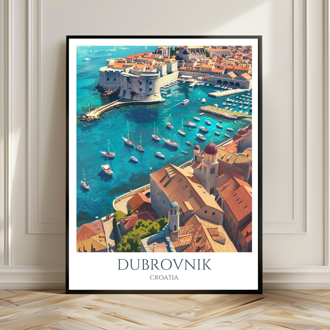 Dubrovnik Travel Poster, Medieval Adriatic City