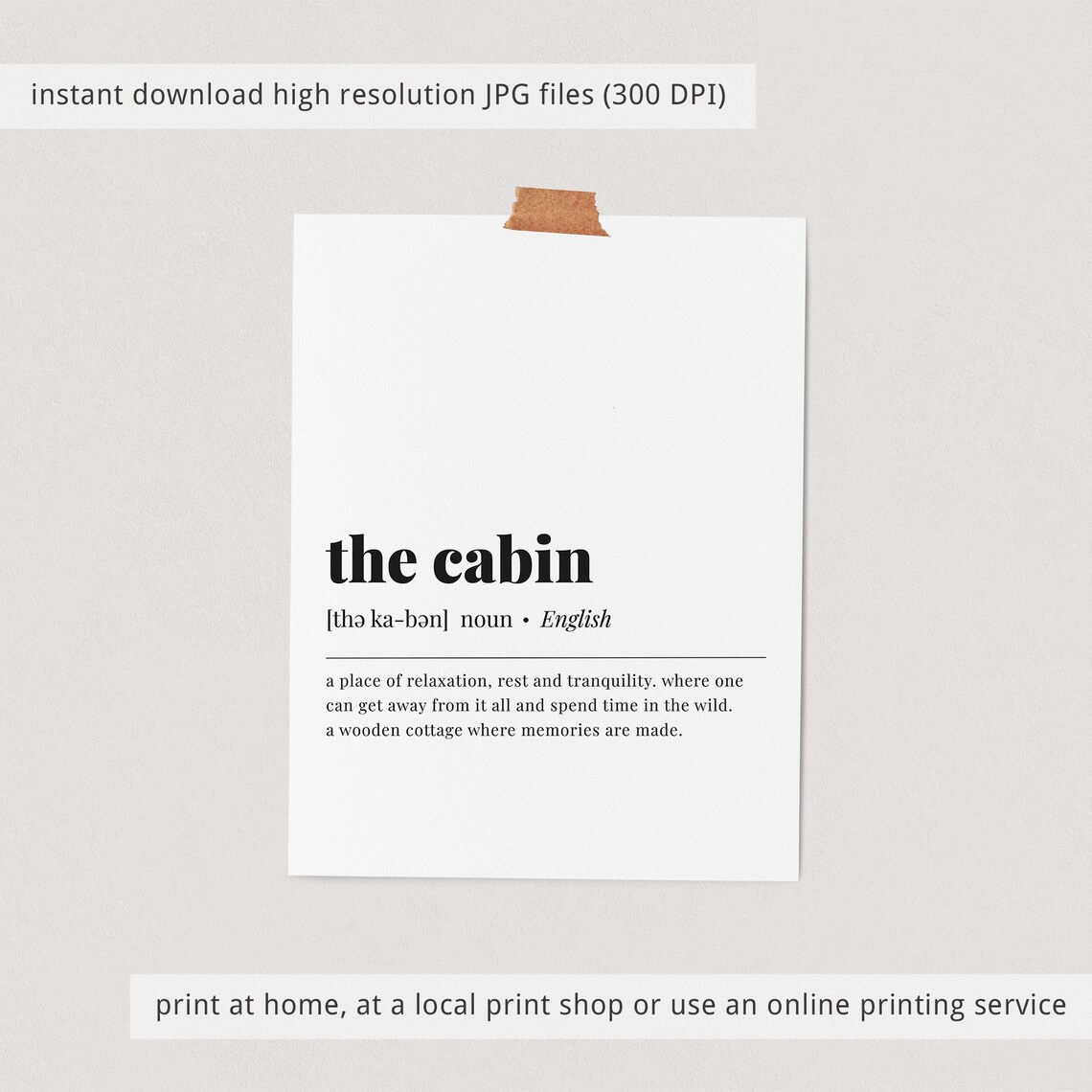 Cabin Definition Art Print, Minimal Dictionary Style - Image 3