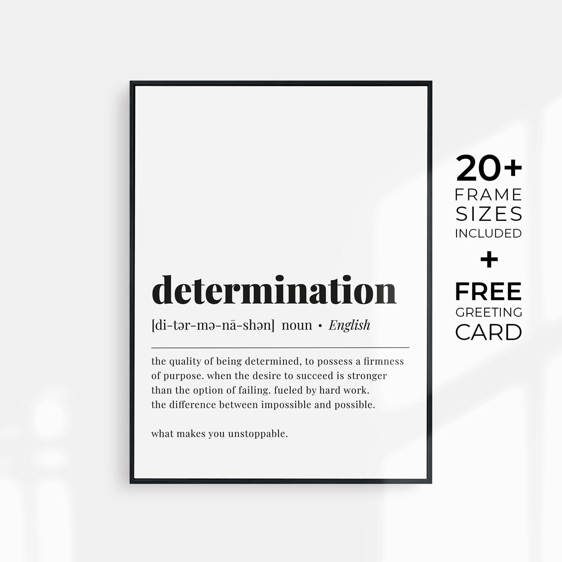 Determination Quote Art Print, Home Office Decor
