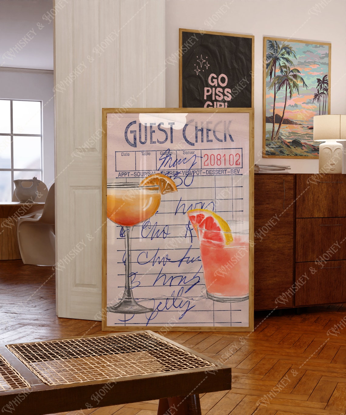 Guest Check Vintage Restaurant Ticket Cocktail Bar Decor Poster