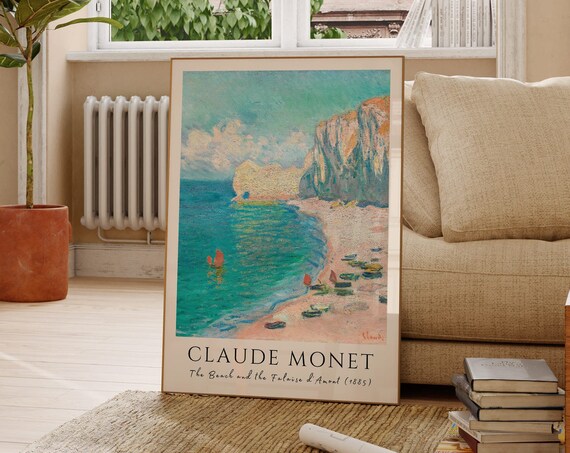Claude Monet Print Claude Monet Poster The Beach And The Falaise Damont 1885 Vintage Print Museum Poster