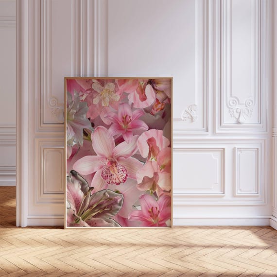 Hibiscus Flower Hawaiian Art Print Decor Wall Art Retro Art Print Preppy Room Decor Pink Hibiscus Flower Hawaiian Poster