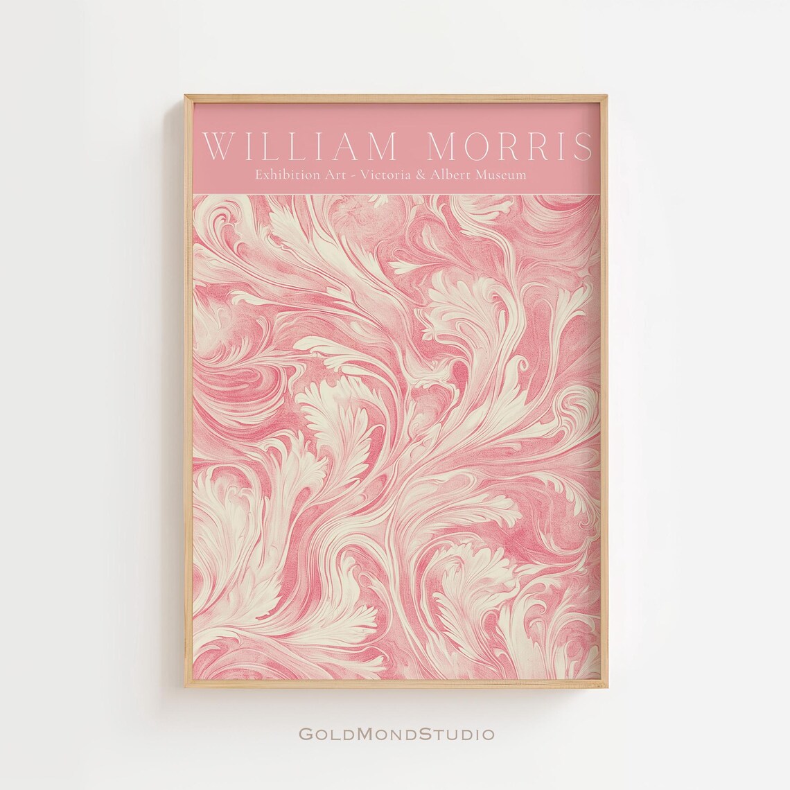 William Morris Pink Marble Floral Swirl V&A Exhibition Art Poster