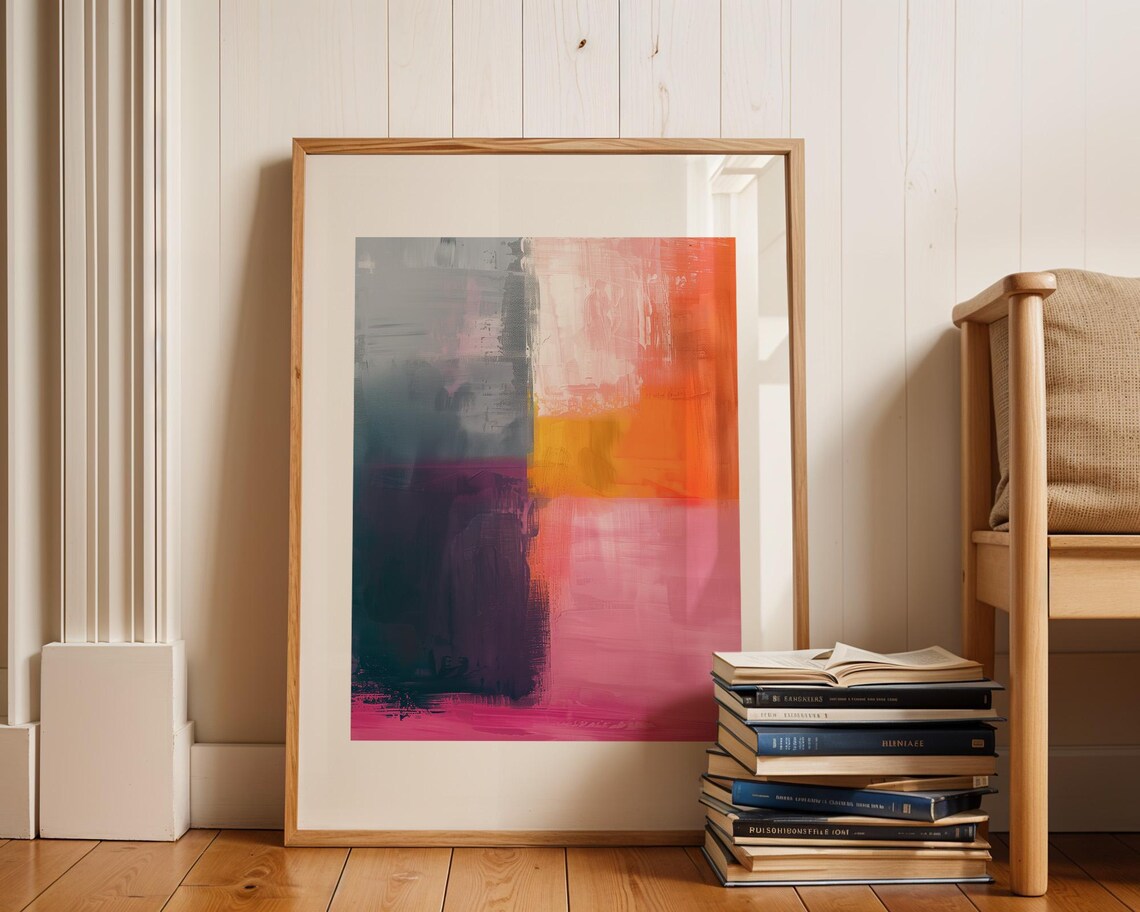 Vibrant Purple Orange And Pink Abstract Color Field Art Poster - Image 3