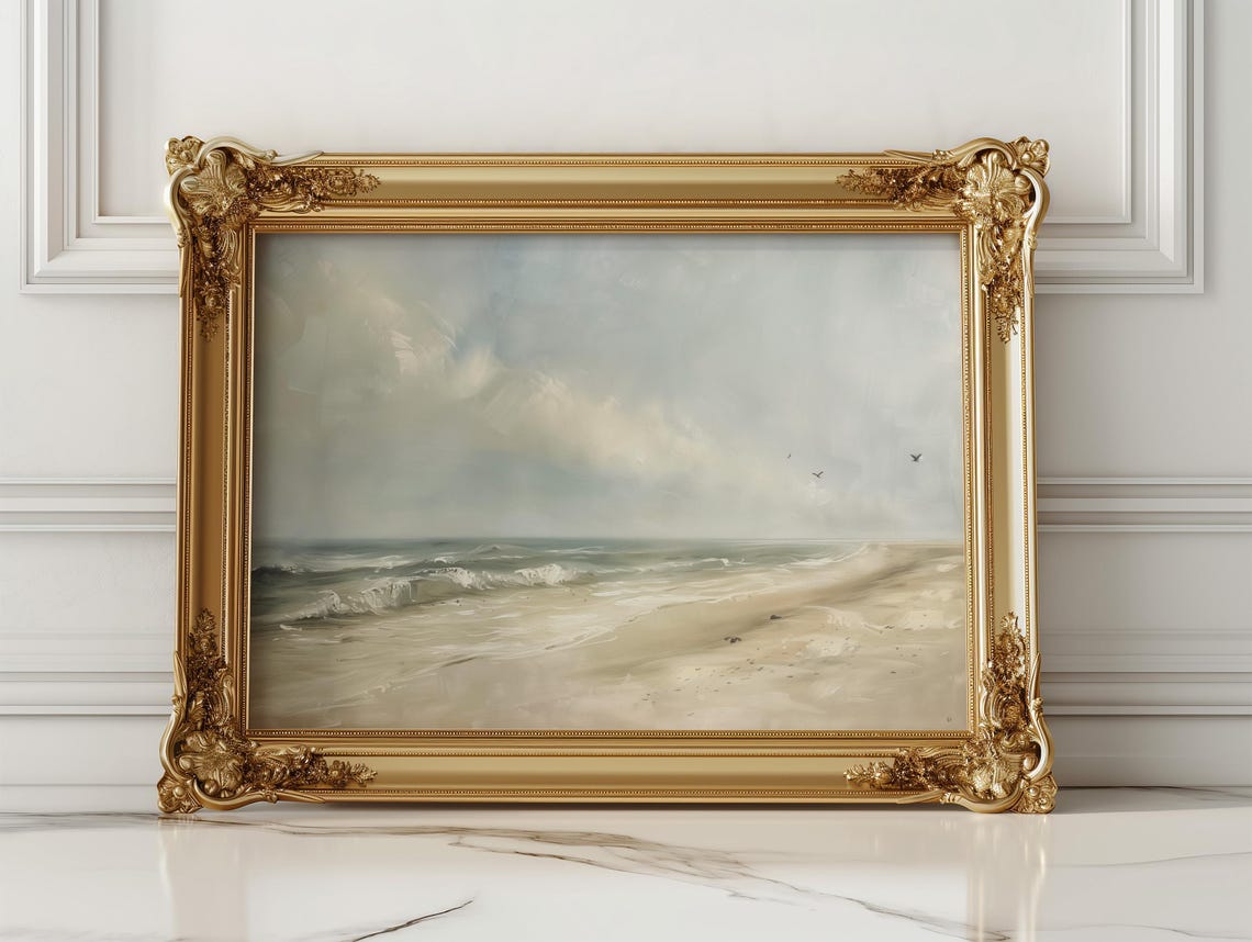 Gentle Waves On Calm Sandy Beach With Seagulls Seascape Poster - Image 2