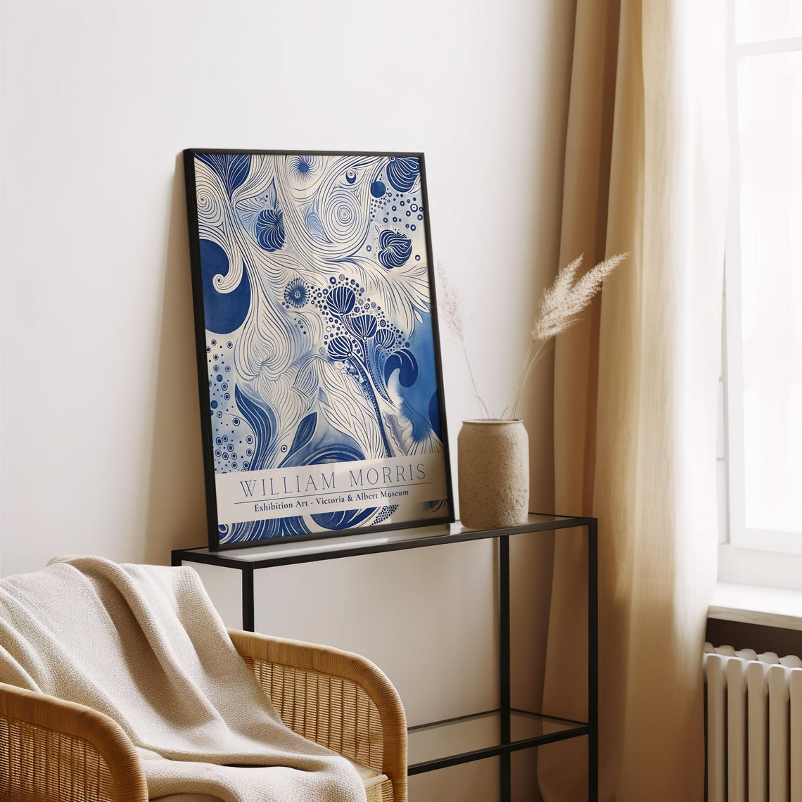 William Morris Blue Wave Botanical Victoria and Albert Museum Poster - Image 2