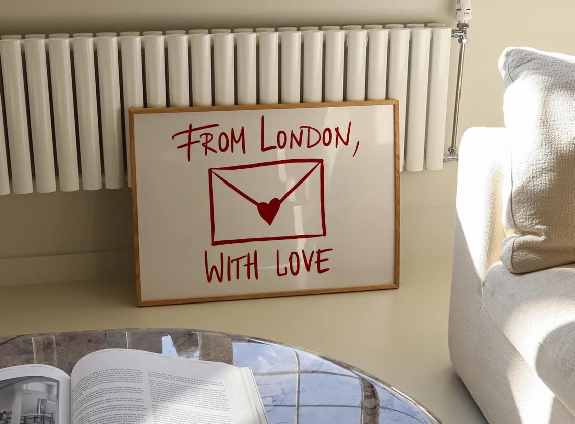 From London With Love Red Envelope Postcard Style Wall Art Decor - Image 3