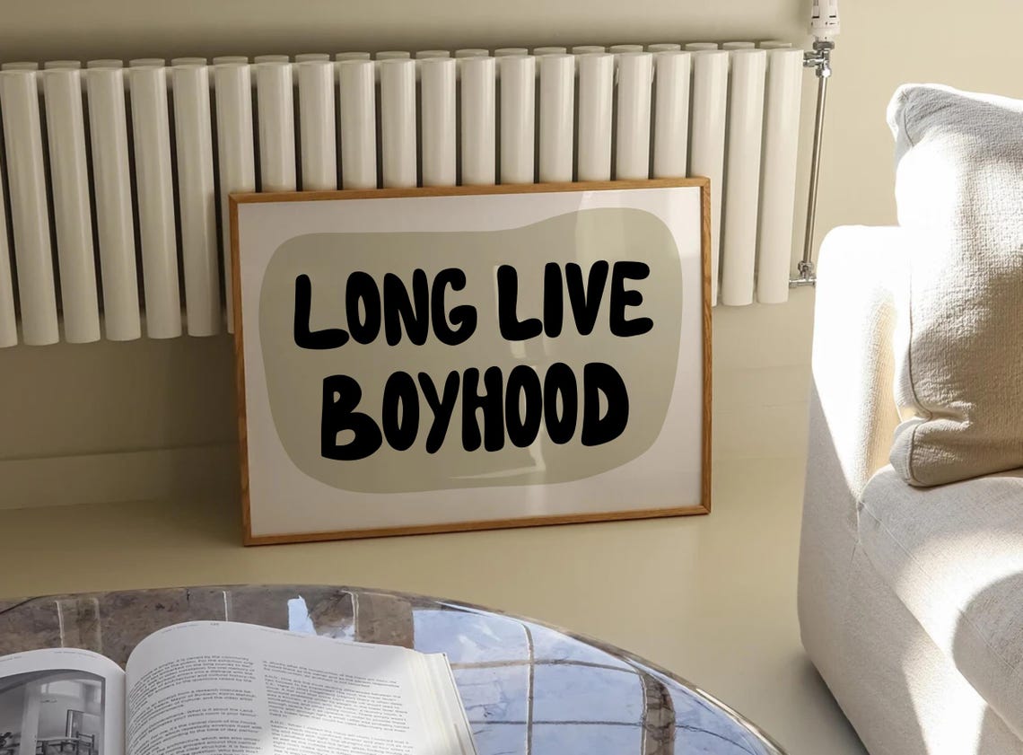 Long Live Boyhood Black Bold Lettering Sage Green Horizontal Print - Image 3