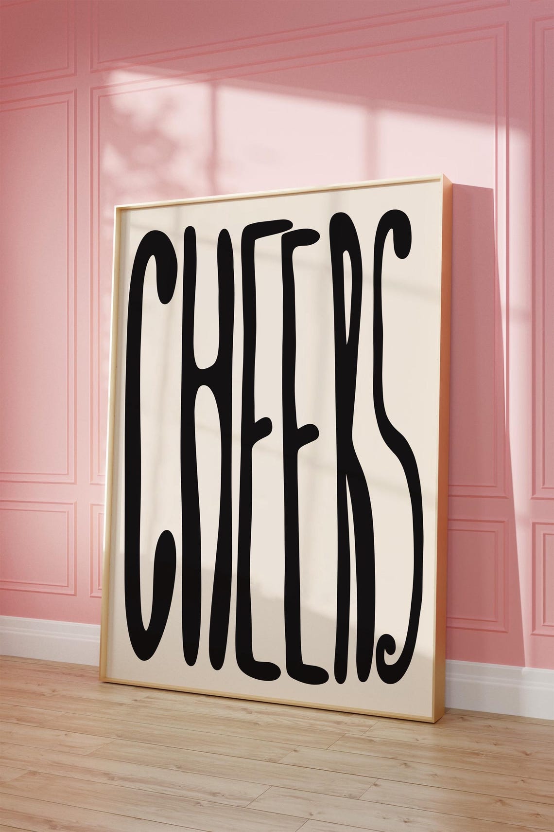 Cheers Black Wavy Retro Typography Fun Party Bar Cart Wall Art - Image 3