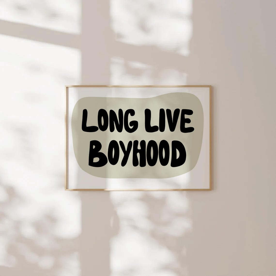 Long Live Boyhood Black Bold Lettering Sage Green Horizontal Print - Image 2