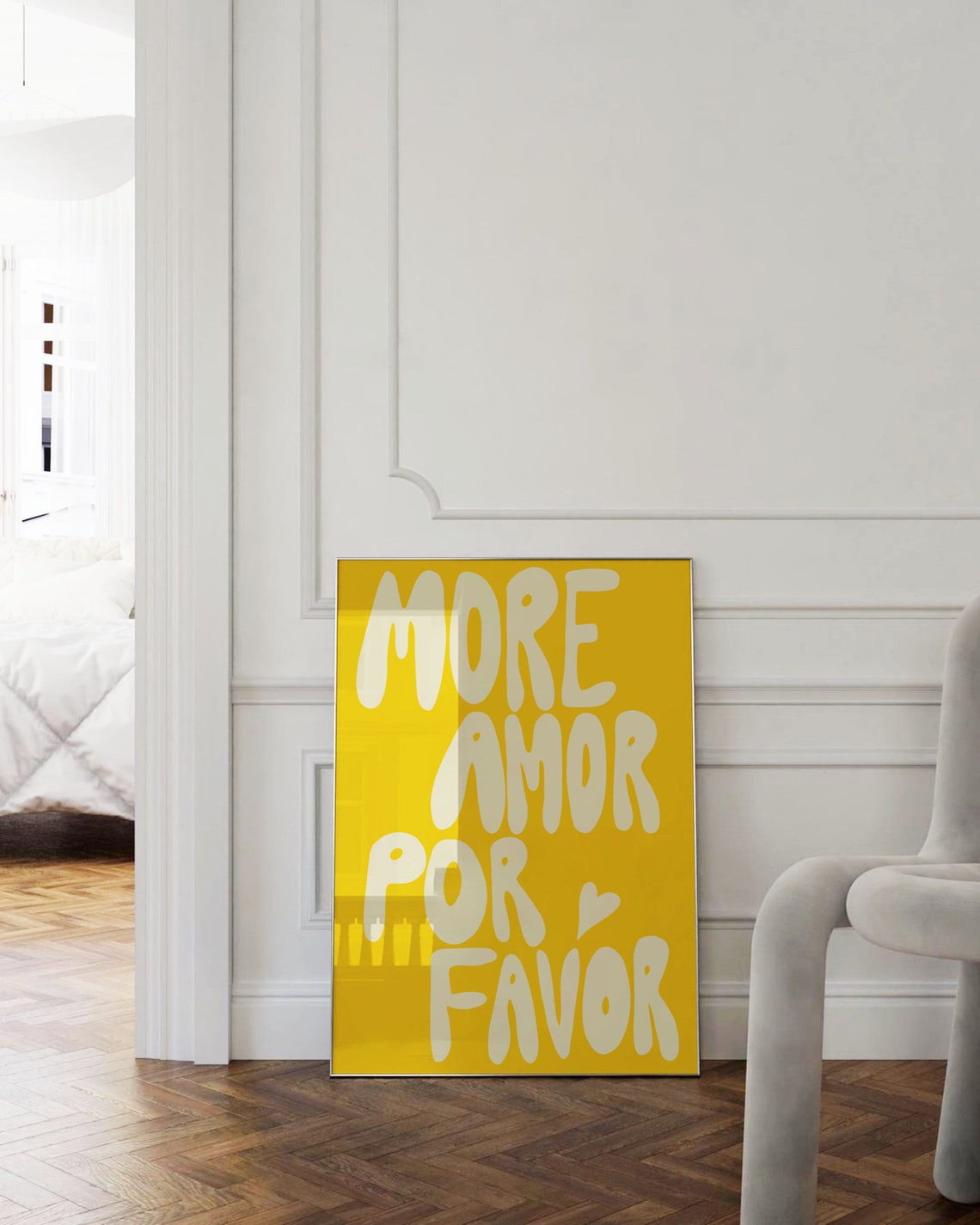 More Amor Por Favor Bright Yellow Love Affirmation Quote Poster - Image 3