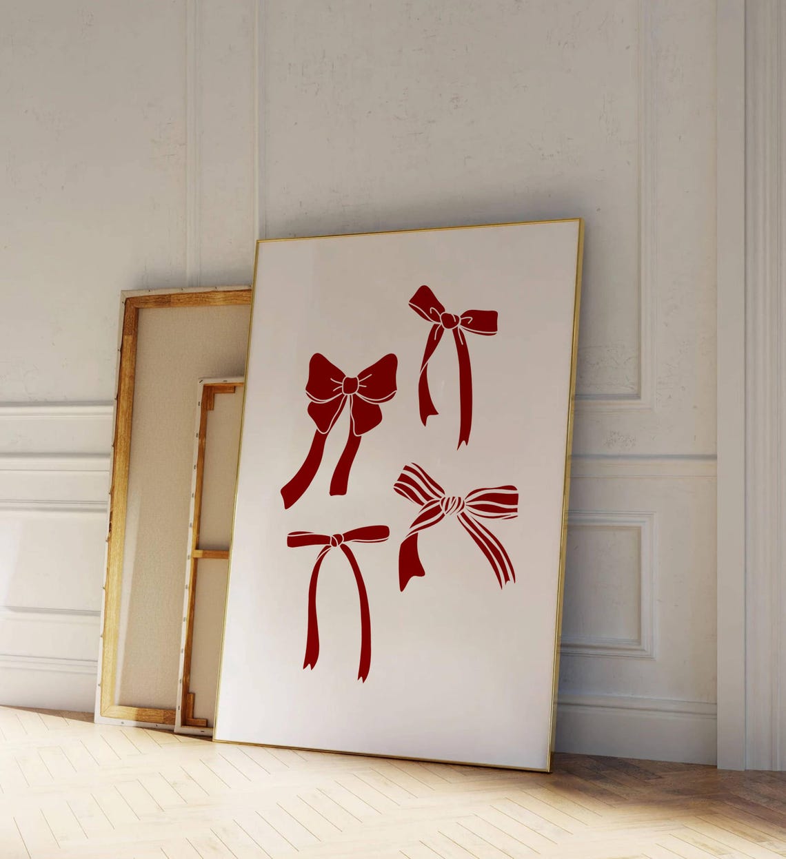 Red Ribbon Bows Coquette Minimalist Bow Illustration Dorm Poster - Image 3