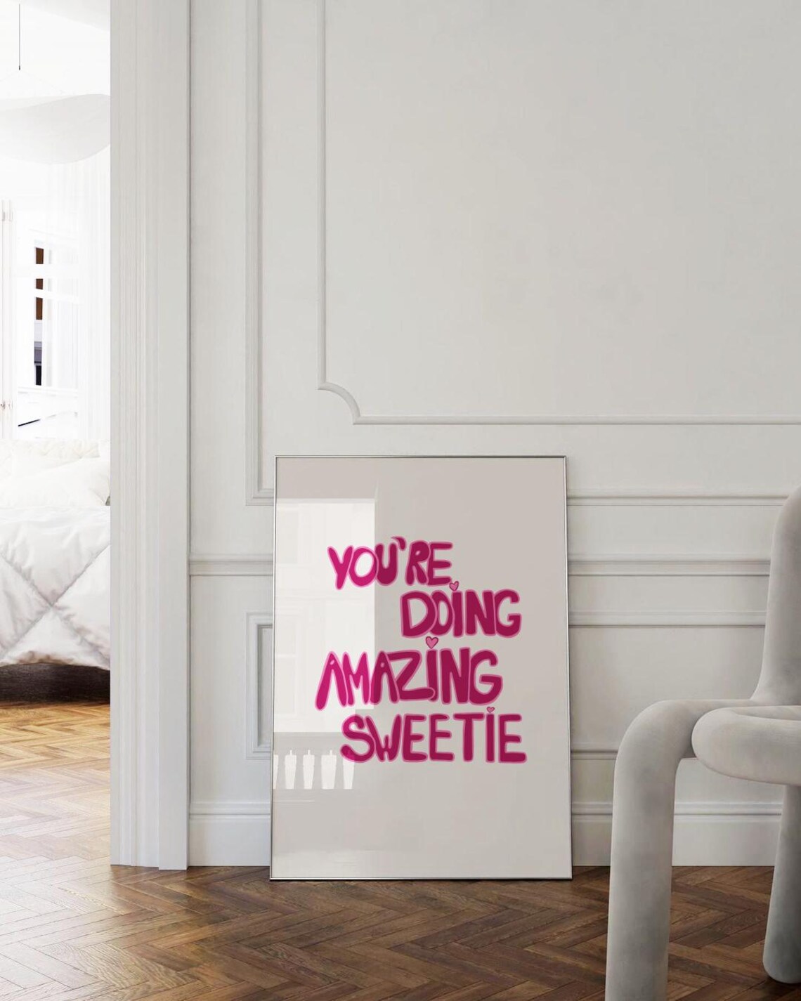 You're Doing Amazing Sweetie Pink Encouragement Quote Poster - Image 2